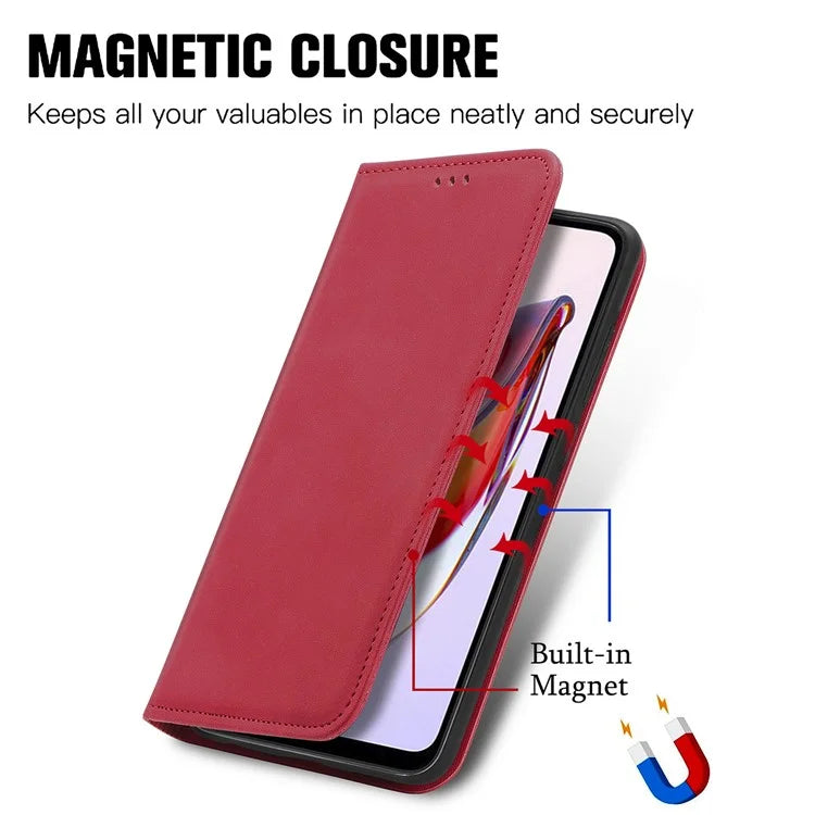 Slim-Fit Phone Stand Case for Xiaomi Redmi 12C 4G / 11A 4G Skin-Touch Feeling Card Slots PU Leather Phone Shell