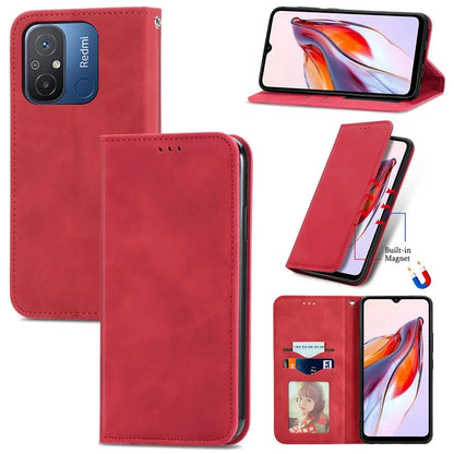 Slim-Fit Phone Stand Case for Xiaomi Redmi 12C 4G / 11A 4G Skin-Touch Feeling Card Slots PU Leather Phone Shell
