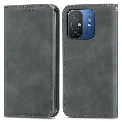 Slim-Fit Phone Stand Case for Xiaomi Redmi 12C 4G / 11A 4G Skin-Touch Feeling Card Slots PU Leather Phone Shell