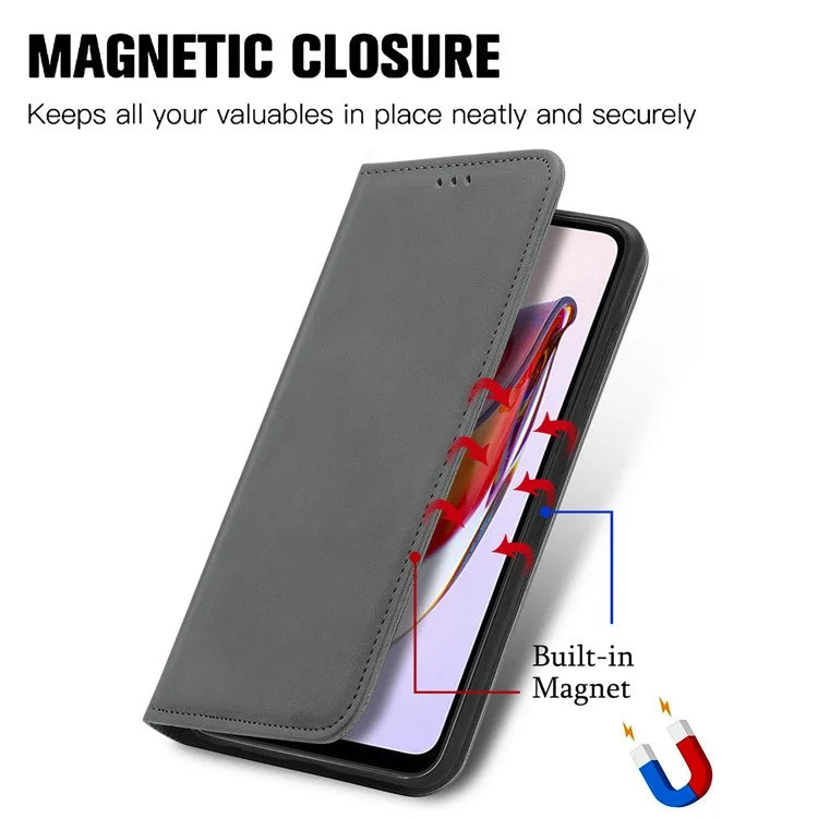 Slim-Fit Phone Stand Case for Xiaomi Redmi 12C 4G / 11A 4G Skin-Touch Feeling Card Slots PU Leather Phone Shell