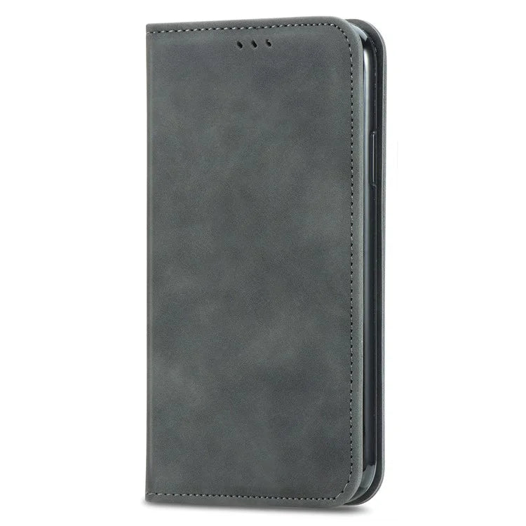 Slim-Fit Phone Stand Case for Xiaomi Redmi 12C 4G / 11A 4G Skin-Touch Feeling Card Slots PU Leather Phone Shell
