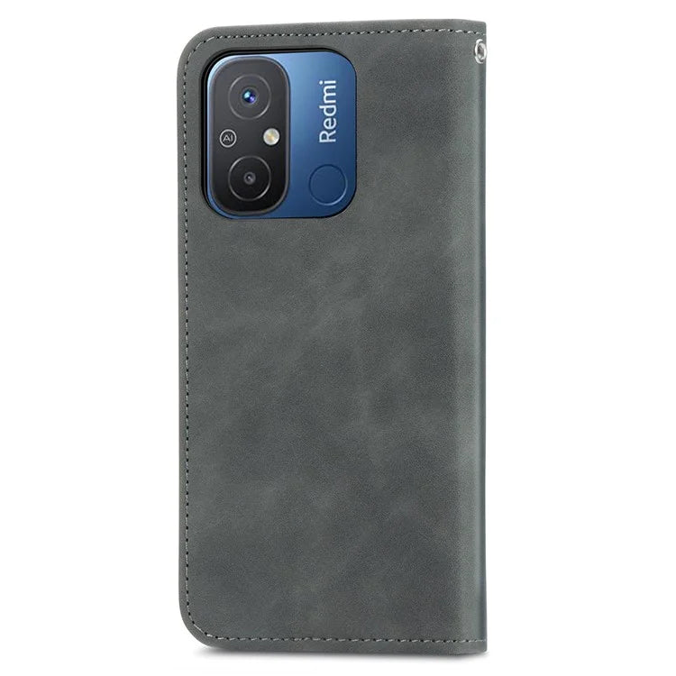 Slim-Fit Phone Stand Case for Xiaomi Redmi 12C 4G / 11A 4G Skin-Touch Feeling Card Slots PU Leather Phone Shell