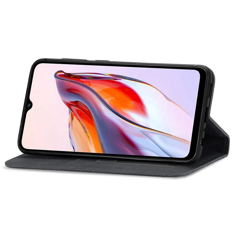 Slim-Fit Phone Stand Case for Xiaomi Redmi 12C 4G / 11A 4G Skin-Touch Feeling Card Slots PU Leather Phone Shell