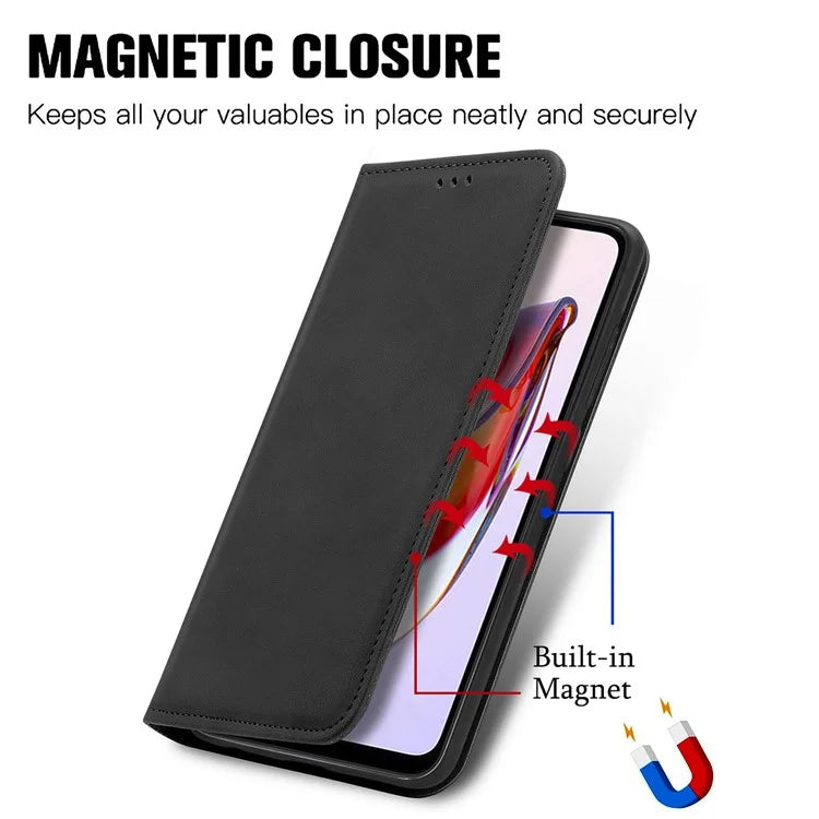 Slim-Fit Phone Stand Case for Xiaomi Redmi 12C 4G / 11A 4G Skin-Touch Feeling Card Slots PU Leather Phone Shell