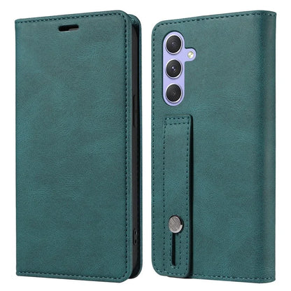 For Samsung Galaxy S24 Wallet Case Wristband Design PU Leather Magnetic Phone Cover