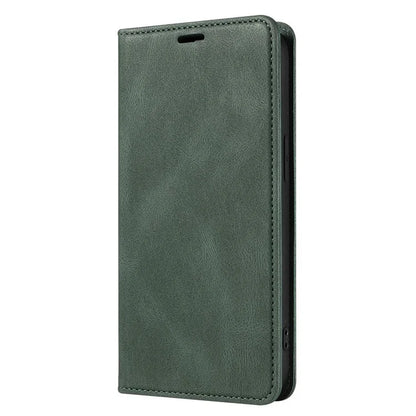 For Samsung Galaxy A24 4G (162.1 x 77.6 x 8.3mm) Magnetic Phone Case Leather Stand Shell with Wristband