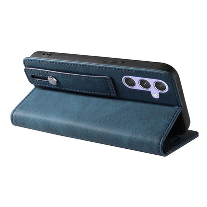 For Samsung Galaxy A24 4G (162.1 x 77.6 x 8.3mm) Magnetic Phone Case Leather Stand Shell with Wristband
