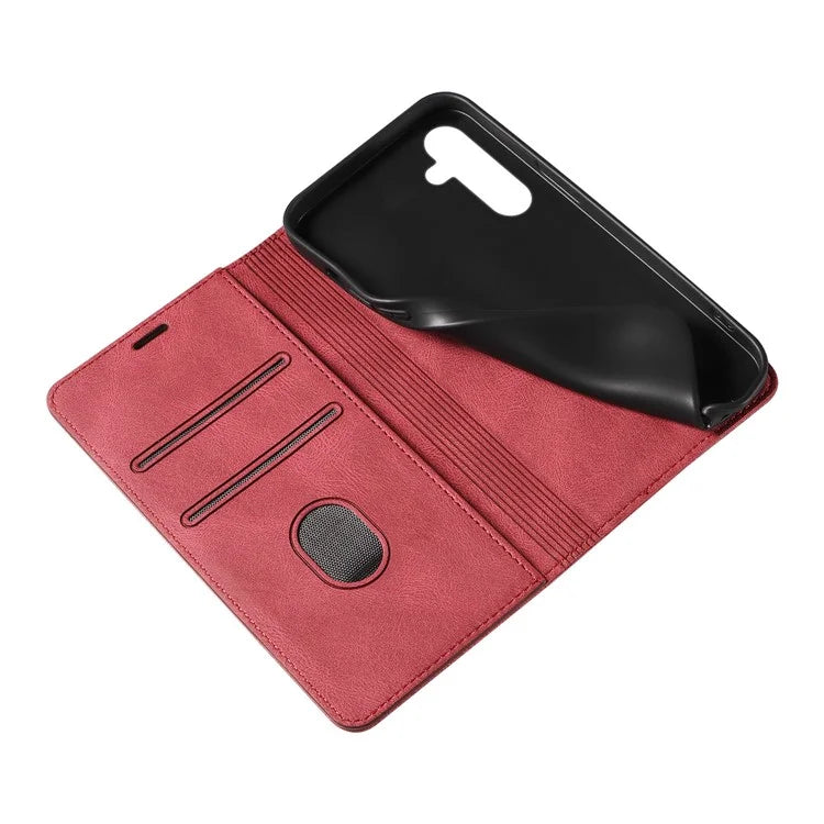 For Samsung Galaxy A24 4G (162.1 x 77.6 x 8.3mm) Magnetic Phone Case Leather Stand Shell with Wristband
