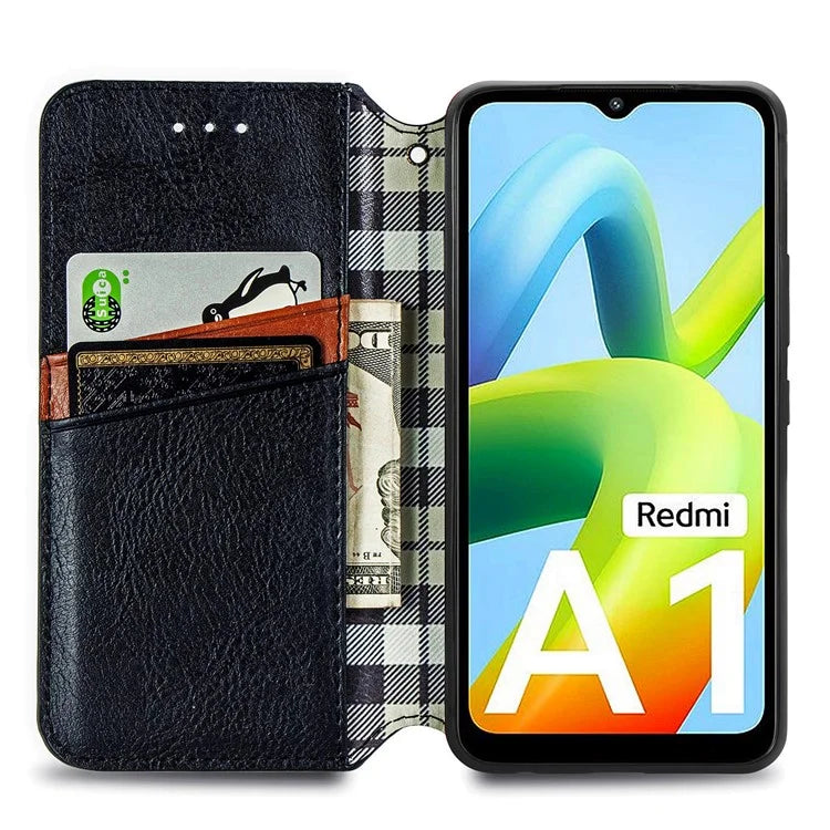 For Xiaomi Redmi A1 4G / Redmi A2 4G Cell Phone Cases Imprinted Rhombus Pattern Stand Cover