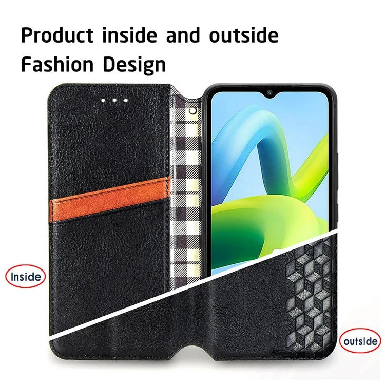 For Xiaomi Redmi A1 4G / Redmi A2 4G Cell Phone Cases Imprinted Rhombus Pattern Stand Cover