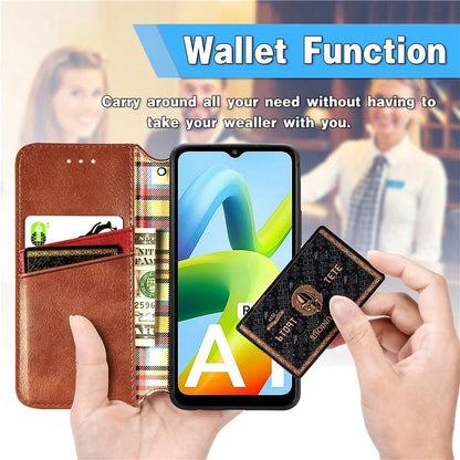 For Xiaomi Redmi A1 4G / Redmi A2 4G Cell Phone Cases Imprinted Rhombus Pattern Stand Cover