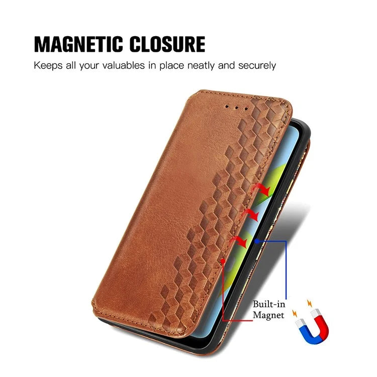 For Xiaomi Redmi A1 4G / Redmi A2 4G Cell Phone Cases Imprinted Rhombus Pattern Stand Cover