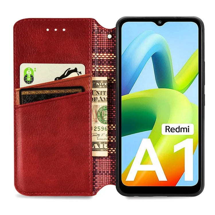 For Xiaomi Redmi A1 4G / Redmi A2 4G Cell Phone Cases Imprinted Rhombus Pattern Stand Cover