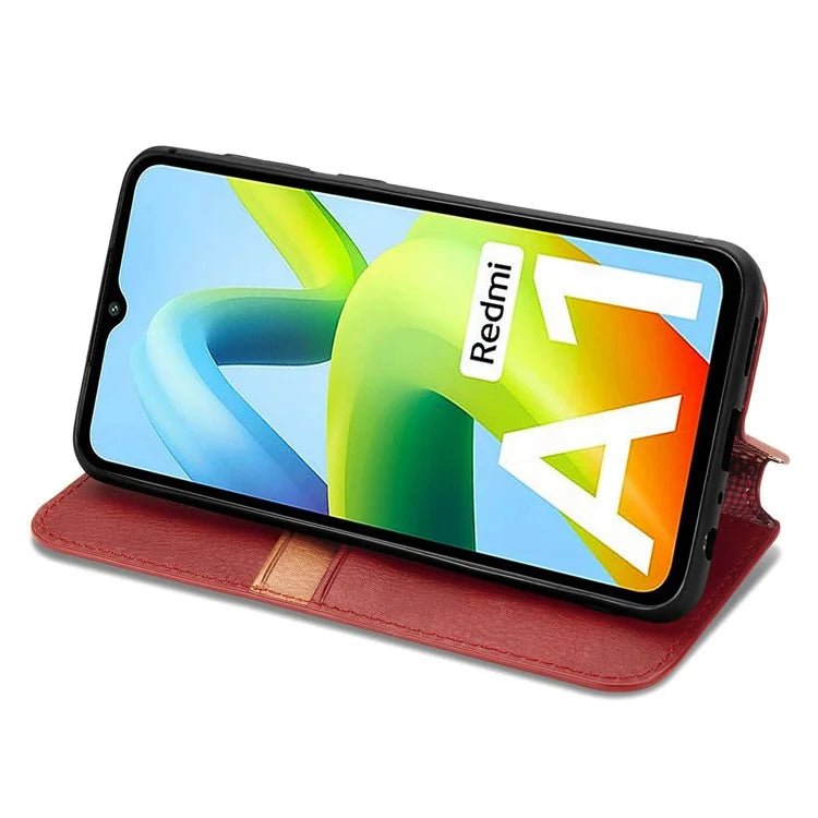 For Xiaomi Redmi A1 4G / Redmi A2 4G Cell Phone Cases Imprinted Rhombus Pattern Stand Cover