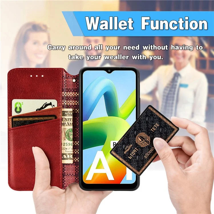 For Xiaomi Redmi A1 4G / Redmi A2 4G Cell Phone Cases Imprinted Rhombus Pattern Stand Cover