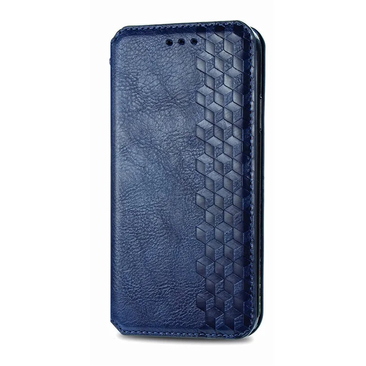 For Oppo A38 4G / A18 4G Magnetic Case Imprinted Rhombus Pattern Wallet Phone Protector