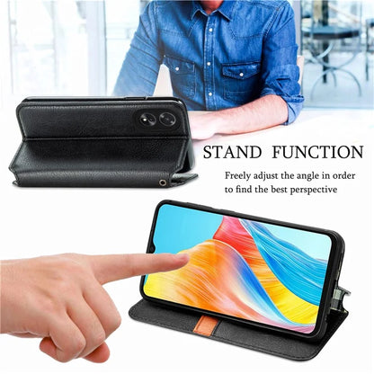 For Oppo A38 4G / A18 4G Magnetic Case Imprinted Rhombus Pattern Wallet Phone Protector
