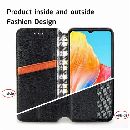 For Oppo A38 4G / A18 4G Magnetic Case Imprinted Rhombus Pattern Wallet Phone Protector