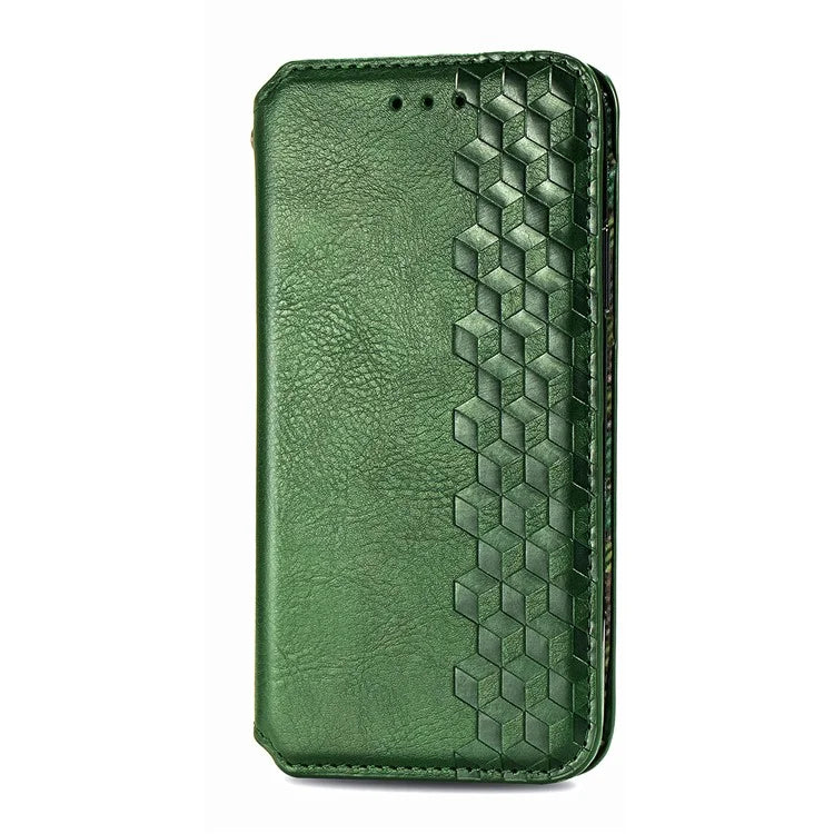 For Oppo A38 4G / A18 4G Magnetic Case Imprinted Rhombus Pattern Wallet Phone Protector