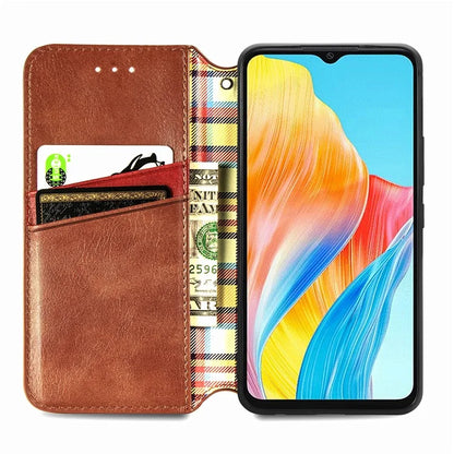 For Oppo A38 4G / A18 4G Magnetic Case Imprinted Rhombus Pattern Wallet Phone Protector