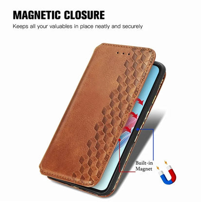 For Oppo A38 4G / A18 4G Magnetic Case Imprinted Rhombus Pattern Wallet Phone Protector