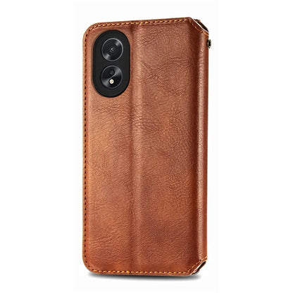 For Oppo A38 4G / A18 4G Magnetic Case Imprinted Rhombus Pattern Wallet Phone Protector