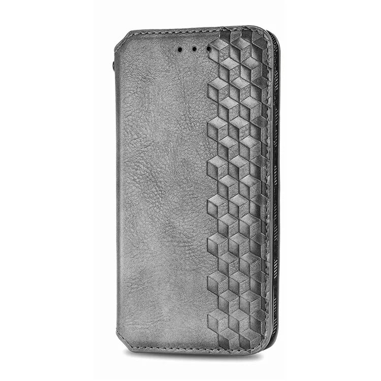 For Oppo A38 4G / A18 4G Magnetic Case Imprinted Rhombus Pattern Wallet Phone Protector