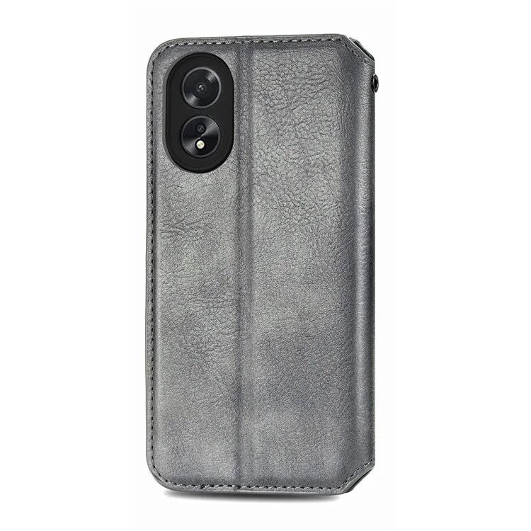 For Oppo A38 4G / A18 4G Magnetic Case Imprinted Rhombus Pattern Wallet Phone Protector