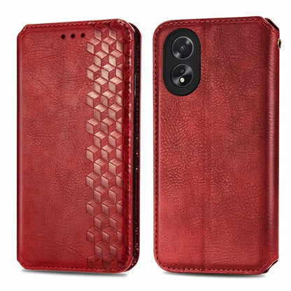 For Oppo A38 4G / A18 4G Magnetic Case Imprinted Rhombus Pattern Wallet Phone Protector