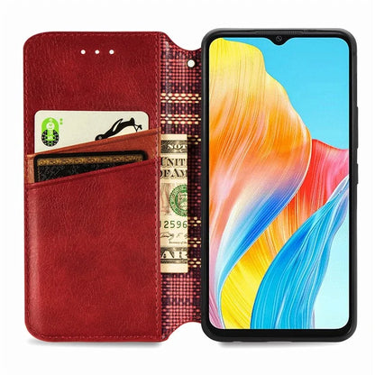 For Oppo A38 4G / A18 4G Magnetic Case Imprinted Rhombus Pattern Wallet Phone Protector