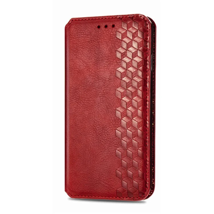For Oppo A38 4G / A18 4G Magnetic Case Imprinted Rhombus Pattern Wallet Phone Protector