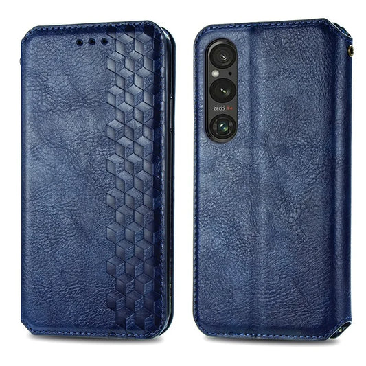 For Sony Xperia 1 V Case PU Leather Wallet Phone Cover with Rhombus Pattern