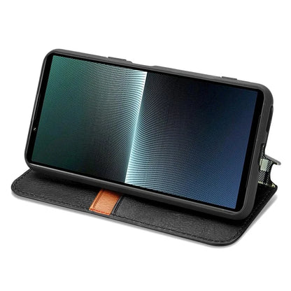 For Sony Xperia 1 V Case PU Leather Wallet Phone Cover with Rhombus Pattern