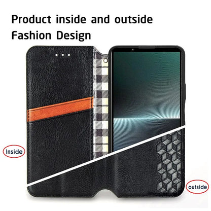 For Sony Xperia 1 V Case PU Leather Wallet Phone Cover with Rhombus Pattern