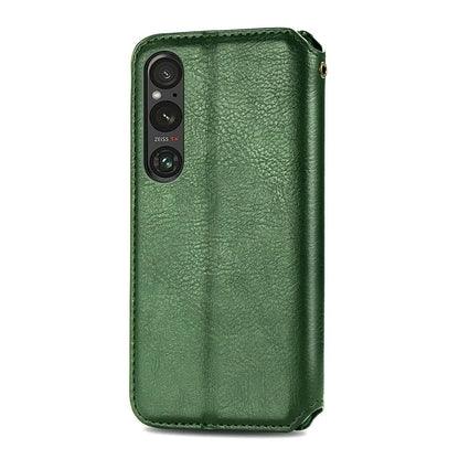 For Sony Xperia 1 V Case PU Leather Wallet Phone Cover with Rhombus Pattern