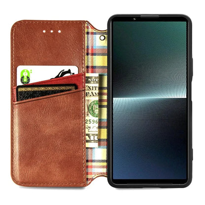 For Sony Xperia 1 V Case PU Leather Wallet Phone Cover with Rhombus Pattern