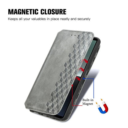 For Sony Xperia 1 V Case PU Leather Wallet Phone Cover with Rhombus Pattern