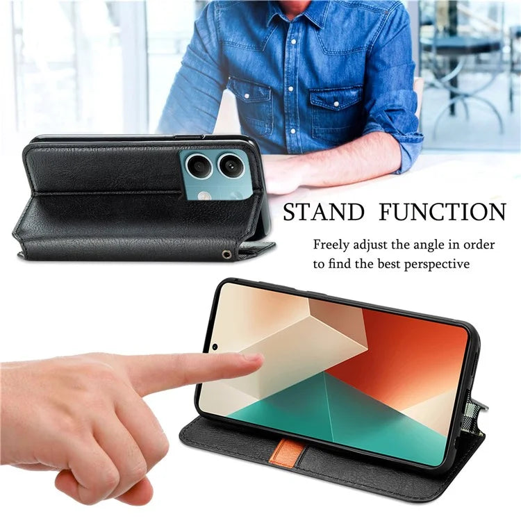 For Xiaomi Redmi Note 13 5G Magnetic Phone Case Anti-fall Leather Card Slots Cover