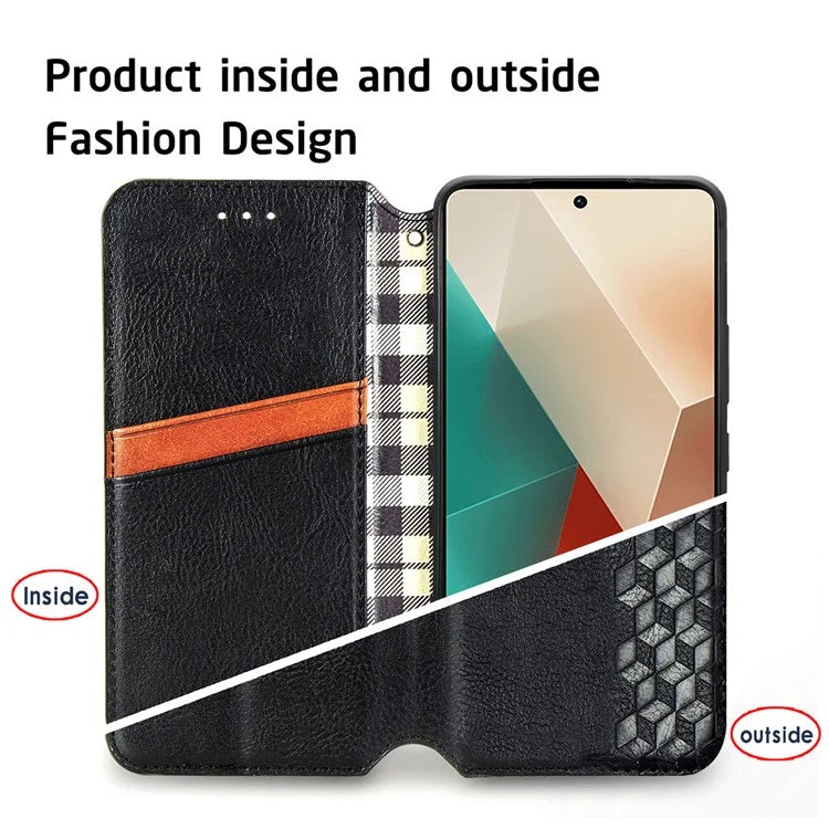 For Xiaomi Redmi Note 13 5G Magnetic Phone Case Anti-fall Leather Card Slots Cover