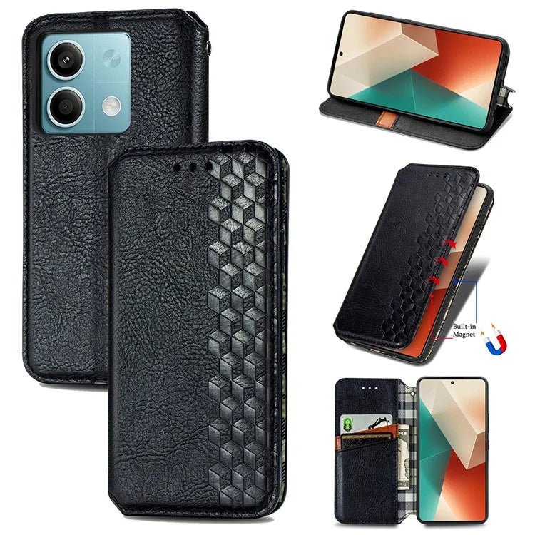 For Xiaomi Redmi Note 13 5G Magnetic Phone Case Anti-fall Leather Card Slots Cover