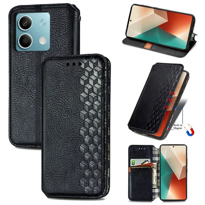 For Xiaomi Redmi Note 13 5G Magnetic Phone Case Anti-fall Leather Card Slots Cover