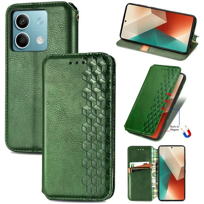 For Xiaomi Redmi Note 13 5G Magnetic Phone Case Anti-fall Leather Card Slots Cover