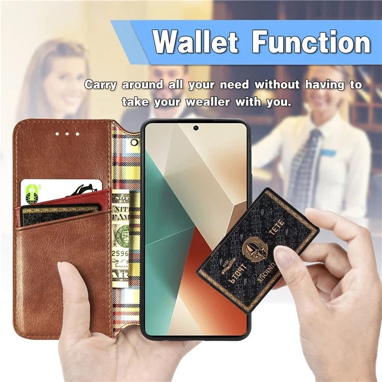 For Xiaomi Redmi Note 13 5G Magnetic Phone Case Anti-fall Leather Card Slots Cover