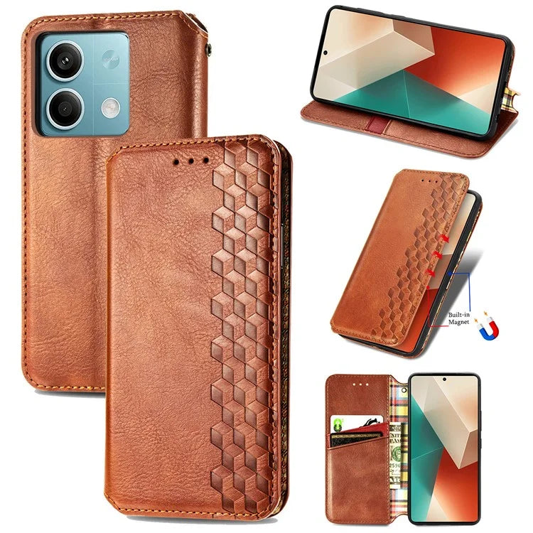 For Xiaomi Redmi Note 13 5G Magnetic Phone Case Anti-fall Leather Card Slots Cover