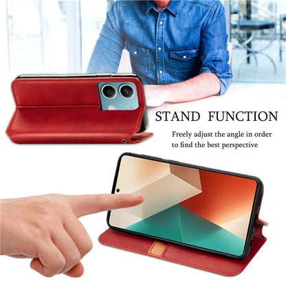 For Xiaomi Redmi Note 13 5G Magnetic Phone Case Anti-fall Leather Card Slots Cover