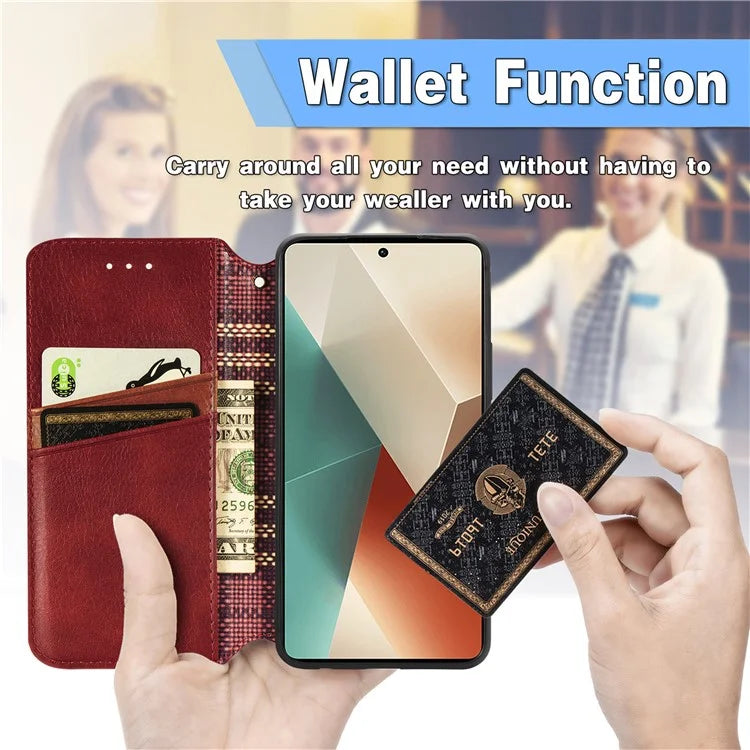 For Xiaomi Redmi Note 13 5G Magnetic Phone Case Anti-fall Leather Card Slots Cover