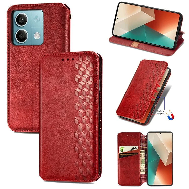 For Xiaomi Redmi Note 13 5G Magnetic Phone Case Anti-fall Leather Card Slots Cover
