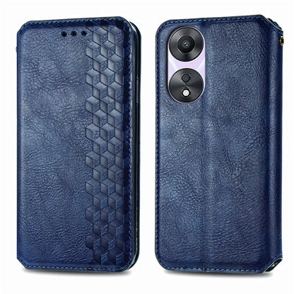 For Oppo A78 4G Case Rhombus Imprinted Wallet Stand Shockproof Mobile Phone Cover