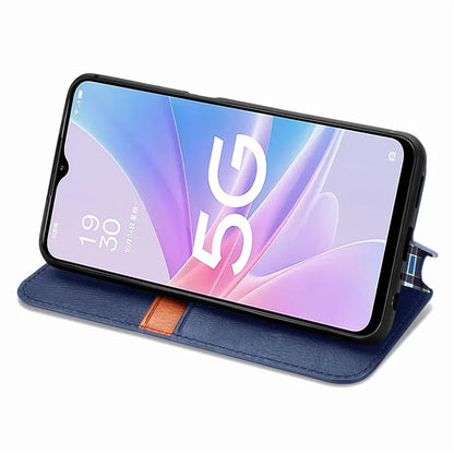 For Oppo A78 4G Case Rhombus Imprinted Wallet Stand Shockproof Mobile Phone Cover
