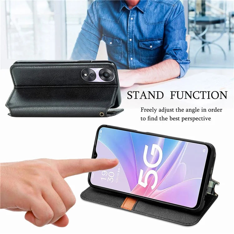 For Oppo A78 4G Case Rhombus Imprinted Wallet Stand Shockproof Mobile Phone Cover
